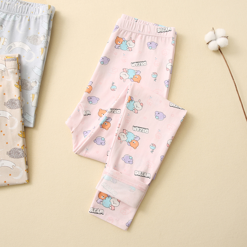 Opoya Women's Thin Cotton Leggings, Single Piece, Inner Wear, Slim Fit, Cute Girl Print, Thermal Base Layer Pants