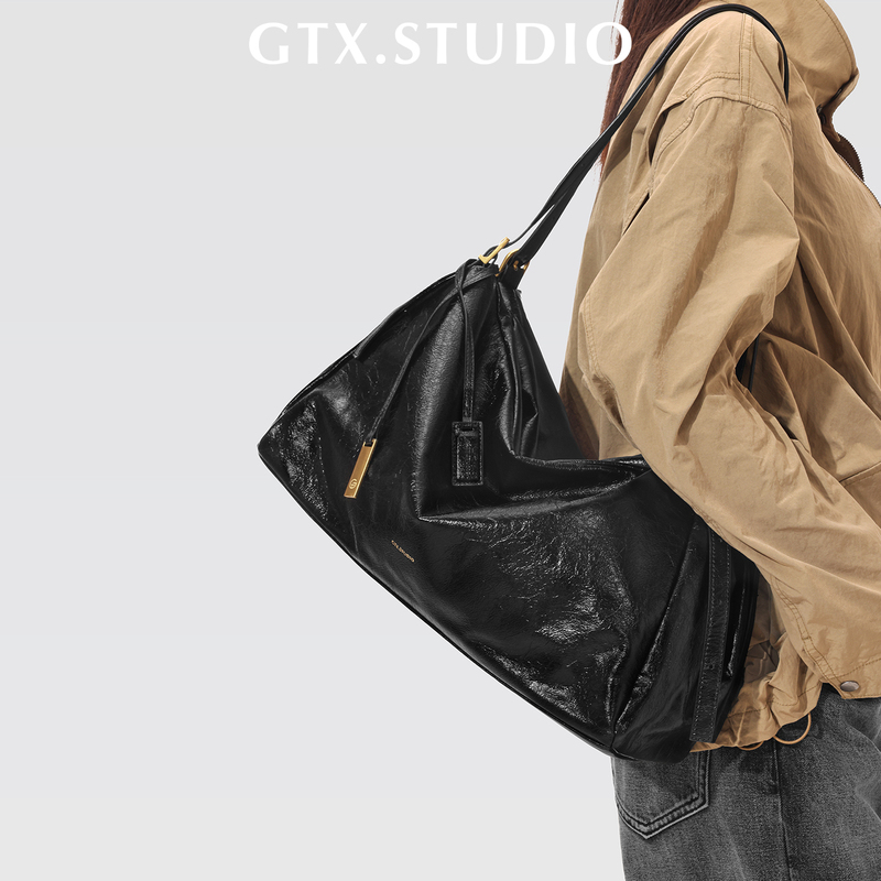 Gutianxi] First-Layer Cowhide Tote Bag for Women, Large Capacity, Relaxed and High-End Feel, Hobo Genuine Leather Commuter Crossbody Large Bag