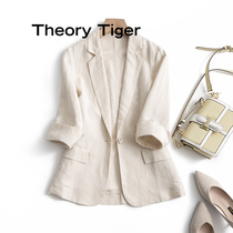 Theory Tiger2024 summer new slim fit thin linen blazer three-quarter sleeve suit for women