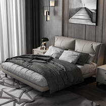 2020 Love Horse color Hong Kong style light luxury master bedroom leather bed Italian minimalist 1 8 Net red ins Modern simple double bed