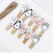 Penguin wooden clip polar bear rabbit Fox ChinChin cute cartoon photo clip subnet red mini note paper clip