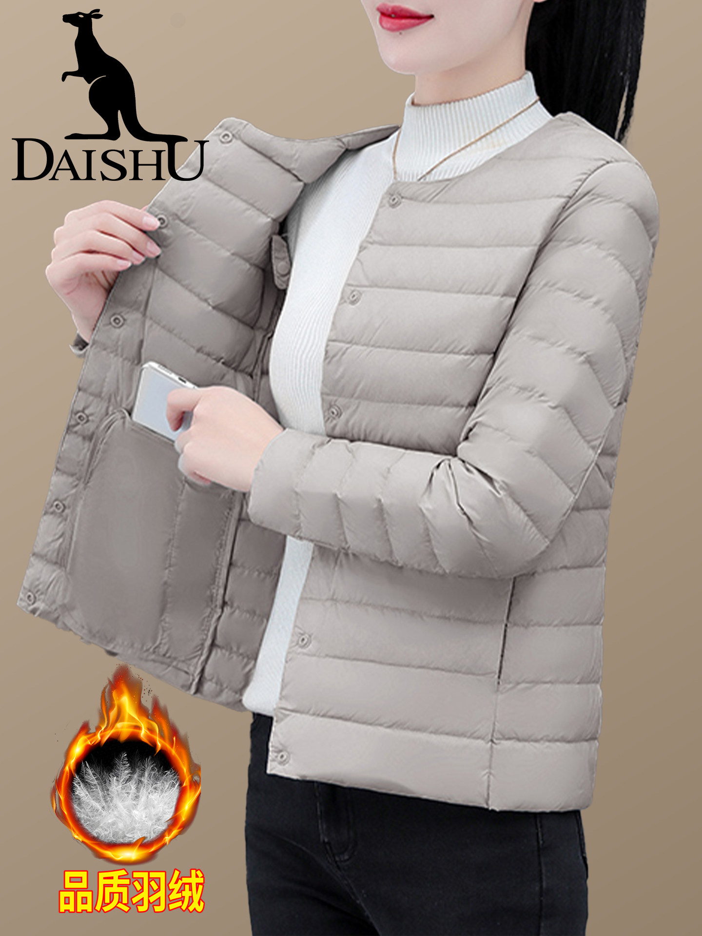 Kangaroo Short Lightweight down Jacket for Women 2025 New Autumn and Winter Middle-Aged Mother Warm down Liner Coat