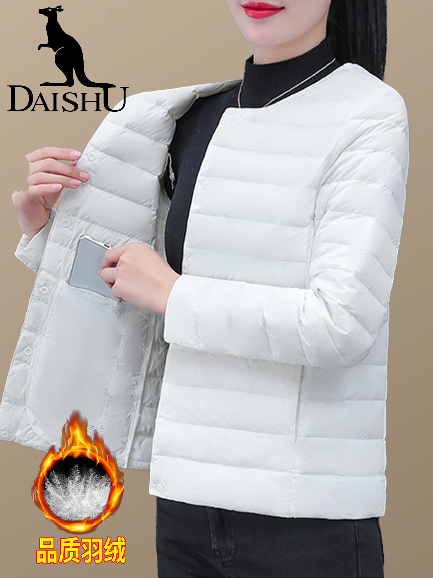 Kangaroo Short Lightweight down Jacket for Women 2025 New Autumn and Winter Middle-Aged Mother Warm down Liner Coat