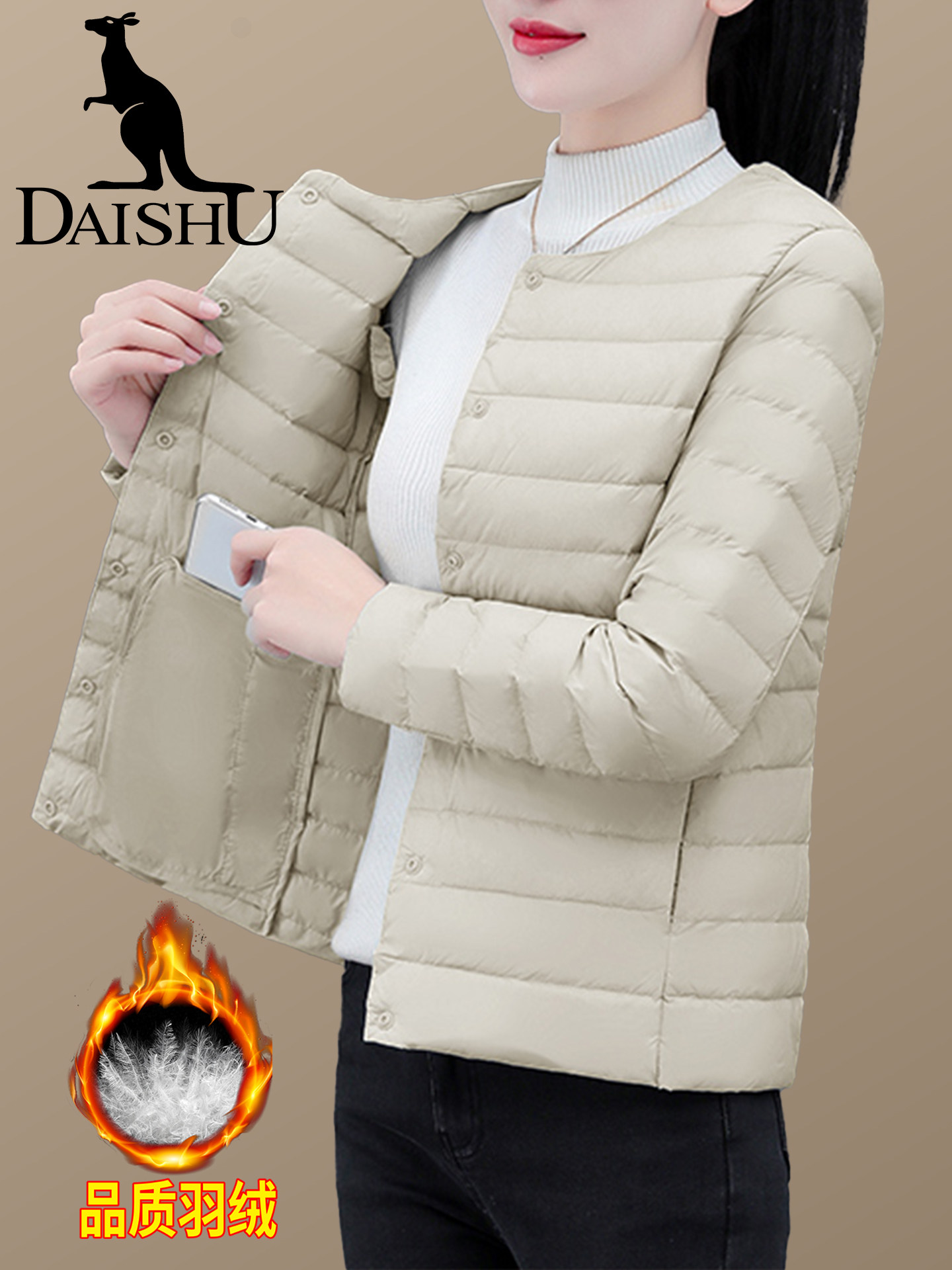 Kangaroo Short Lightweight down Jacket for Women 2025 New Autumn and Winter Middle-Aged Mother Warm down Liner Coat