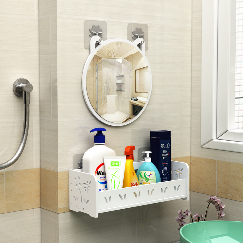 Bathroom Mirror Washroom Toilet Brief Shelve Toilet toilet washing desk with wall hanging cosmetic mirror free of punch-Taobao