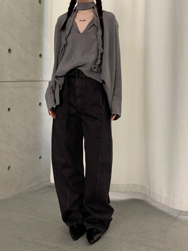 Lemai 23ss витой ремень с лентой витой шов ятаган брюки черные джинсы для мужчин осень и зима