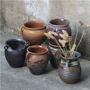 Bình gốm thô jar hoa bình hoa thịt xanh chậu đất nung đất sét đen gốm cũ đơn giản - Vase / Bồn hoa & Kệ chậu đất nung trồng cây