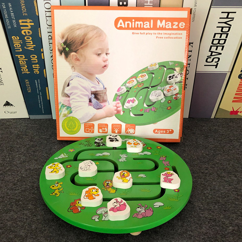 1-2-3-4-year-old baby dedicated to cultivating early childhood track walking position maze toy wood looking for a bit of wisdom development-Taobao