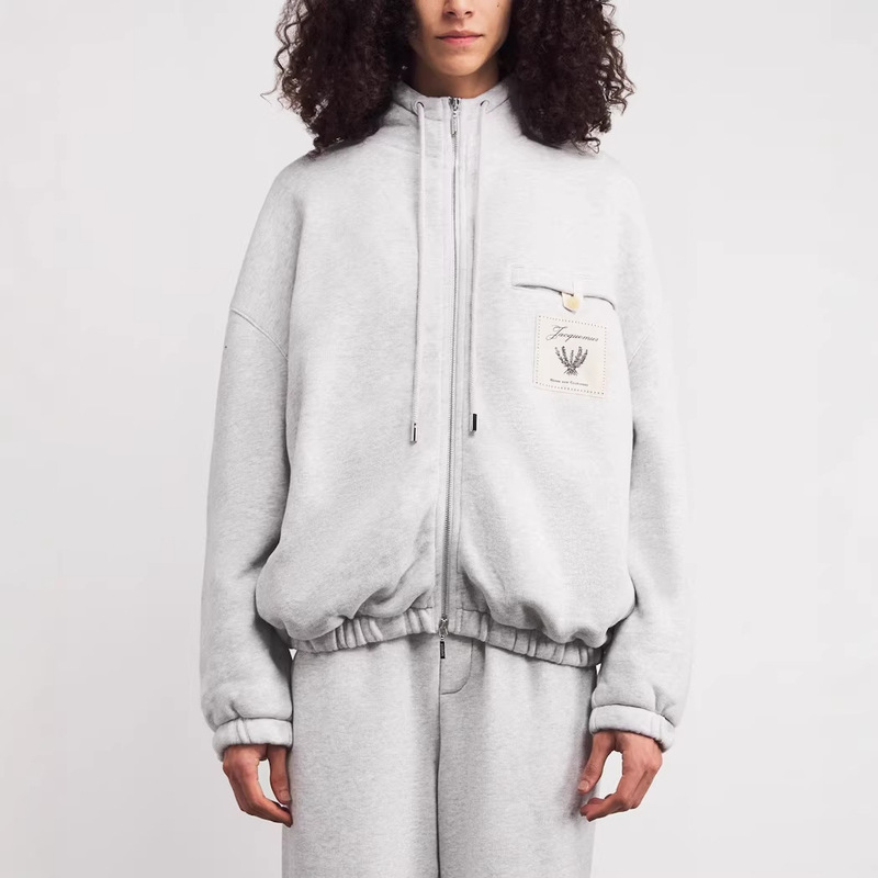 26 Early Spring Jacquemus Long-Sleeved Sweatshirt Trendy Women's Style Zipper Elastic Edge Loose Hoodie Unisex