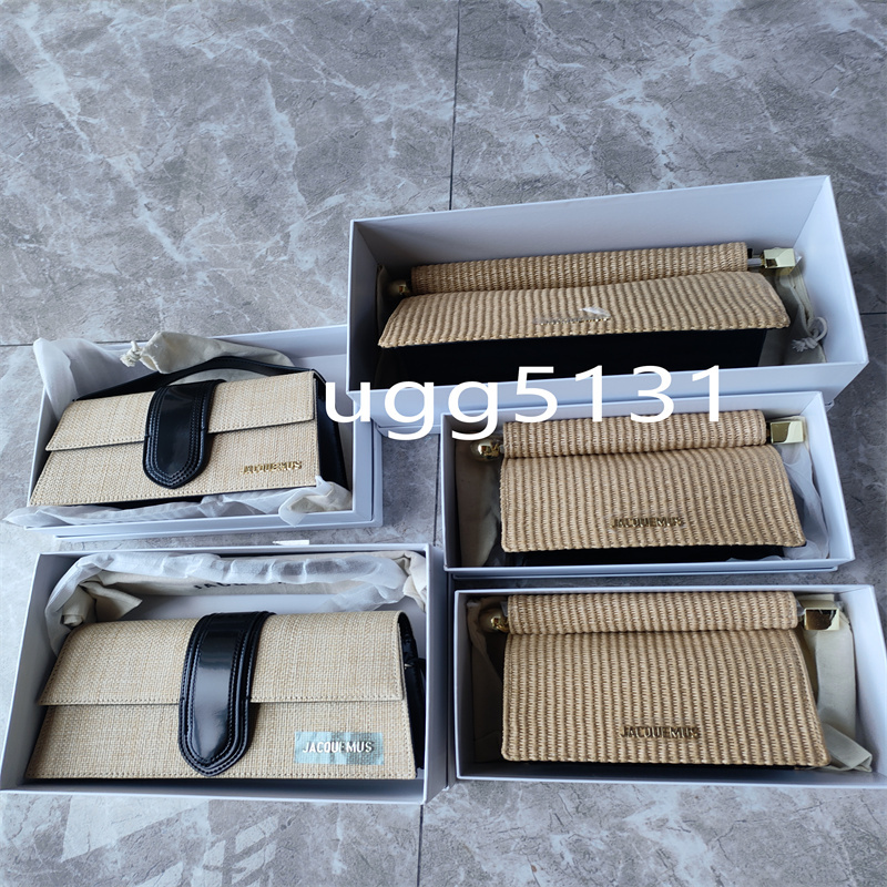 2025 New Jacquemus French Niche Style Rolled Edge Woven Bag Dinner Clutch Bag Single Shoulder Small Square Bag Women's Bag