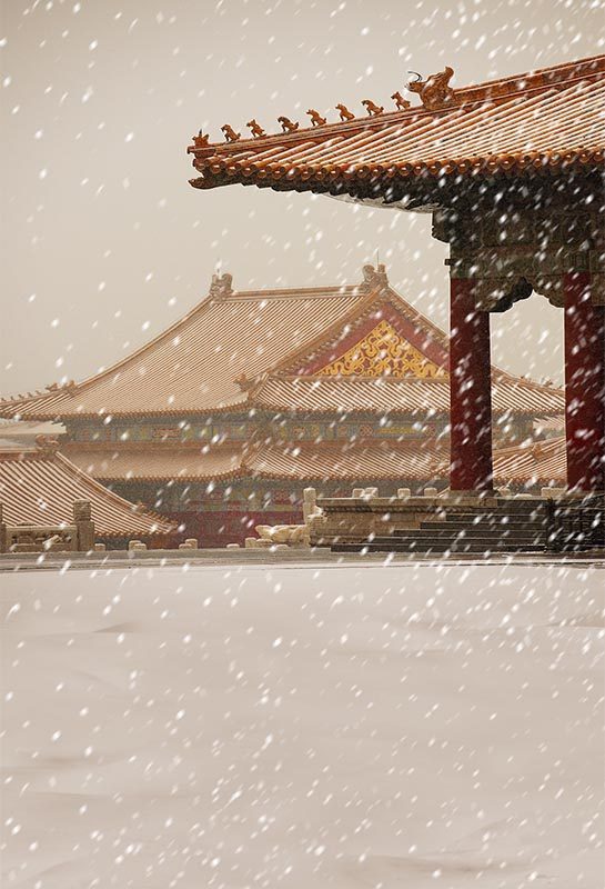 Imperial Palace Photo Ancient Dress Outdoor Winter Snowscape Ancient Wind Subject background ancient dress Write True background cloth PZ-1721