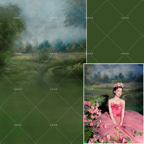 Creative background photo studio green Monet oil painting photo background cloth girl photo landscape photo photo background paper