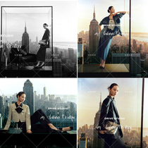 Retro city street magazine background Hong Kong style photo high-rise building interior photography cloth dealer photo high-rise photo cloth