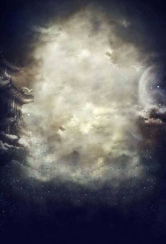 Plate Woman Ancient Dress Background Paper Film And TV Ancient Dress Writing True Background PZ-1268 Ancient Dress Sea Pastoral Cloud