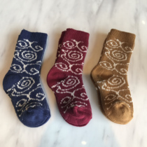 2021 Winter New Baby Children Thicken China Wind Totem Pure Cotton Wool Thread Socks Male Girl Girl Short Socks Pile Socks