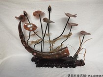 Early handmade large horn ornaments lotus shape associated bone wood tooth carving nostalgic second-hand old-fashioned objects
