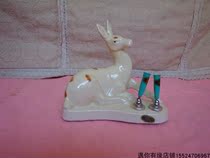 Early sika deer porcelain table pen plug dipped in water pen holder old ceramics decoration handicraft collection nostalgic old-fashioned objects