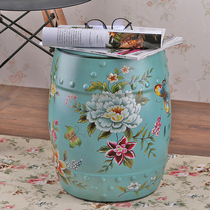 Luxury painted European style American pastoral country retro small ceramic drum stool dressing stool dressing stool porcelain Pier