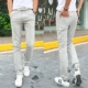 Quần jean nam thẳng nam Slim kinh doanh quần denim giản dị không co giãn thanh niên cotton và quần linen mỏng nam - Quần jean