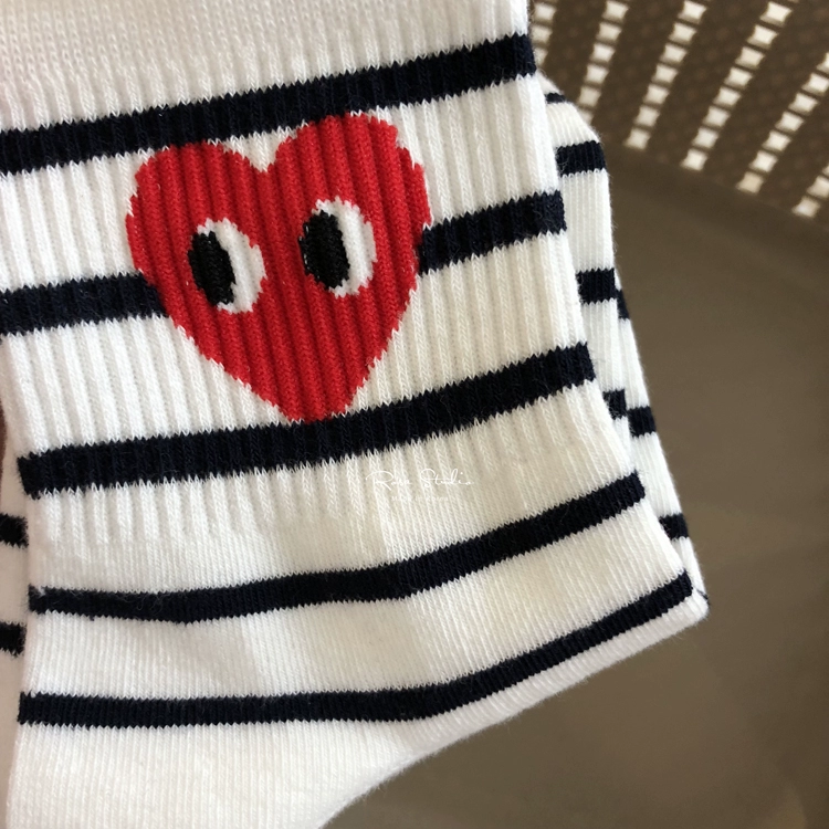 Vớ cotton Hàn Quốc Vớ trắng Vớ nữ Vớ thể thao Nhật Bản Red Hearts Vớ Big Heart vớ thổ cẩm