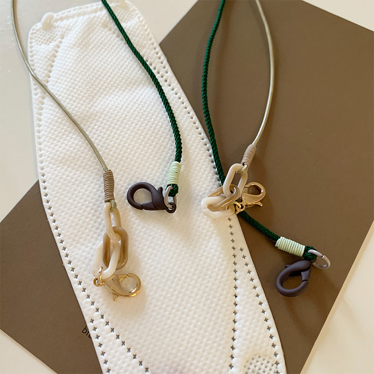 Good looking Korea Imports Ins color series Fine resin chain Mask Hanging hanging neck Hanging Necklace Anti-Lose Rope Temperament