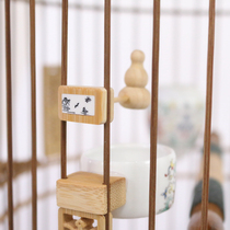 Chin thrush embroidered eye bamboo bird cage carving bamboo bird cage accessories bird cage accessories bird stand Cup food gourd bird cage accessories