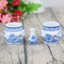 Thrush Hemp Hemp Hemp material hand-painted landscape bird food pot bird Cup bird bowl porcelain bowl Cup Jingdezhen bamboo bird cage accessories