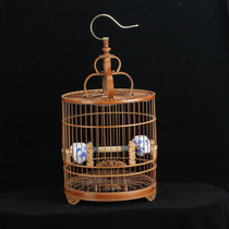 Thrush Purple Bamboo old bamboo bird cage handmade bamboo leather boutique polished old bamboo live bottom full set of bird cage accessories bamboo bird cage