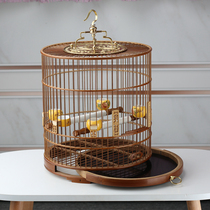 Indigo chin purple bamboo drawer bird cage red seed shellfish embroidered eye hemp material Yellow Bird willow warbler handmade old bamboo bird cage full set of accessories