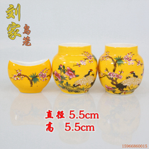 Jingdezhen Yellow Red Thrush bamboo bird cage thin bird food pot bird bowl bird cup porcelain bowl Liujia bird cage