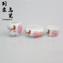 Embroidered yellow bird small bamboo bird cage Jingdezhen blue and white bird food pot bird bowl bird cup porcelain bowl Liu family bird cage
