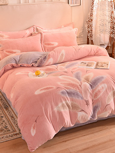 Thickened Double-Sided Milk Fiber Bed Four-Piece Set Fleece-lined 2025 New Arrival Classy Coral Fleece Bed Sheet Flannel