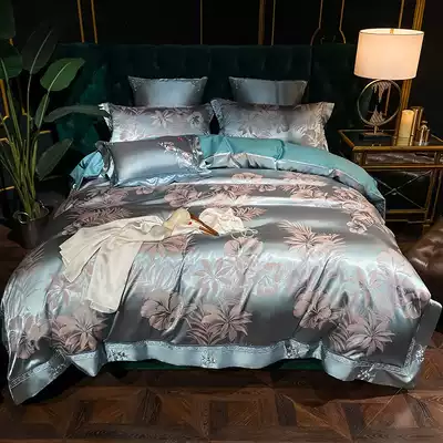 European style tribute satin silk cotton large jacquard four-piece Palace style cotton high-grade quilt cover sheets Model Room bedding
