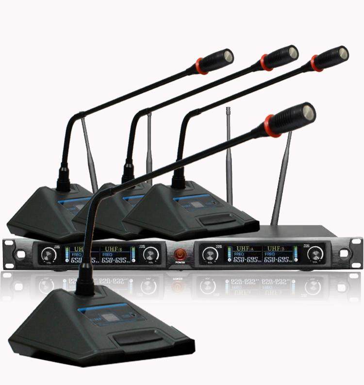 Wireless Microphone One Drag Four Microphone Meeting Conference Microphone Digital FM 4 Gooseneck Desktop Speech Rod Type