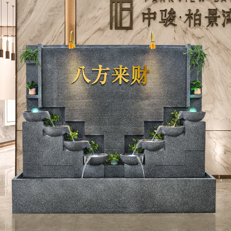 Water Curtain Wall Fake Mountain Flowing Water Fountain Wind Water Wheel Screen Living Room Office Entrance Into The House Xuan Guan Fish Tank Water Landscape Pendulum