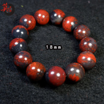 Natural jade Guilin chicken blood jade hand strings bracelet male section 18mm Buddha beads hand strings black bottom red dry Kun stock