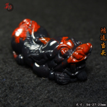 Guilin Chicken Blood Jade Big Red Robe Pixiu Pendant Hand-carved Orphan Pendant Good Luck Black and Red Universe Material