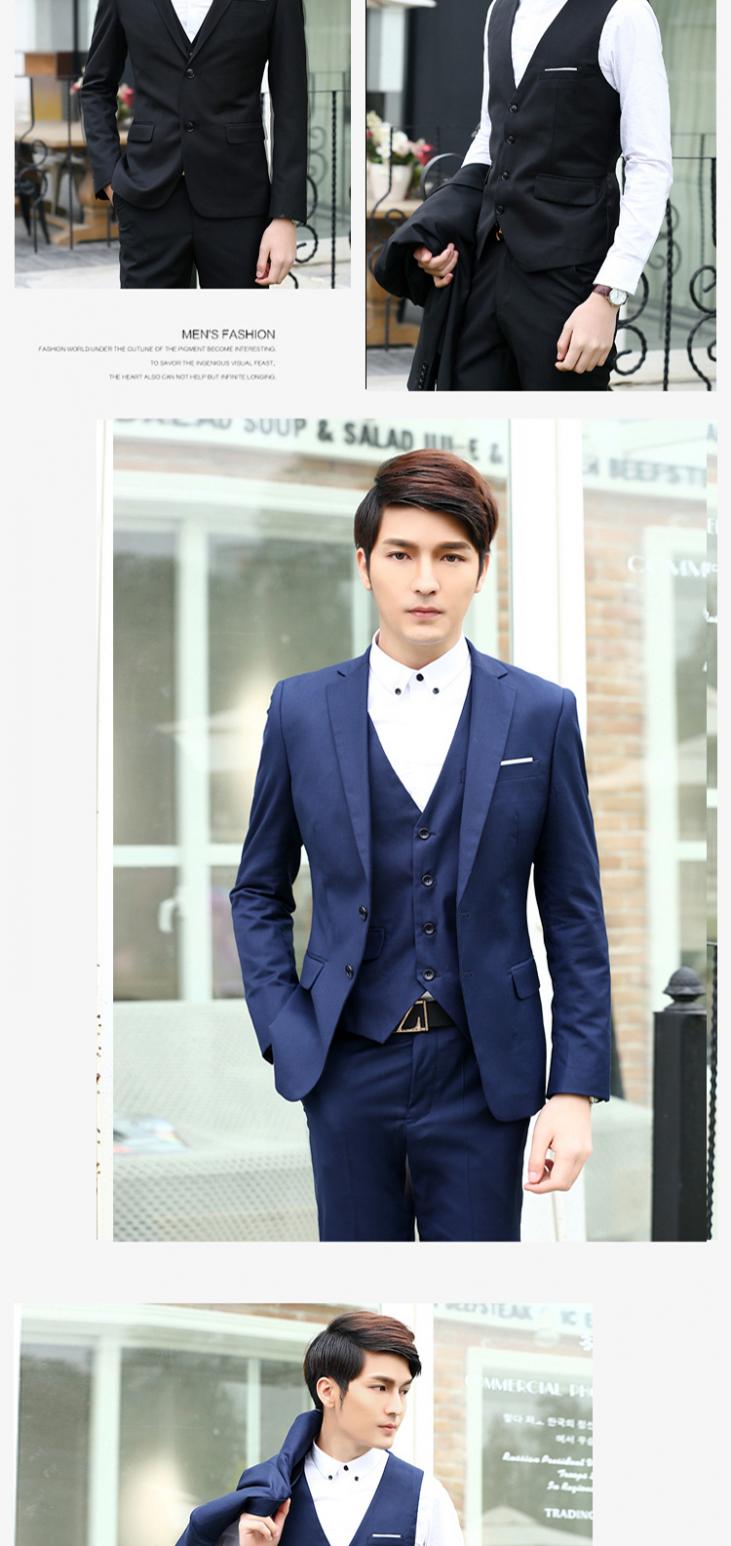 Bộ đồ vest nam ba mảnh xuân hè phiên bản Hàn Quốc của bộ đồ nhỏ tự trồng phù hợp với trang phục chuyên nghiệp vest nam hàn quốc