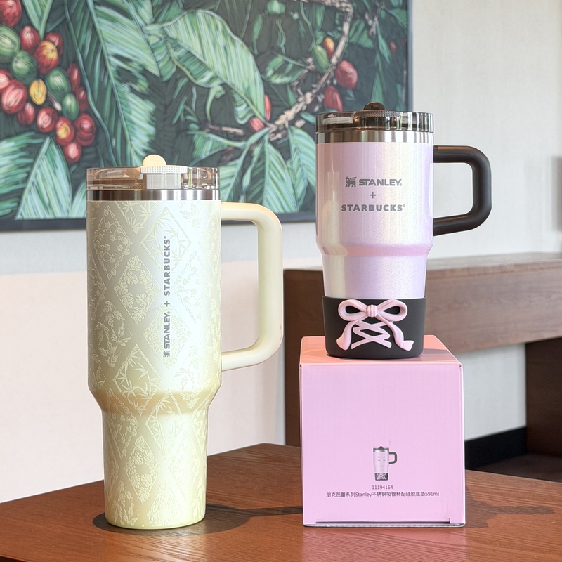Starbucks Cup Punk Ballet Stanley Collaboration Pink Ribbon Stainless Steel Straw Drinking Cup