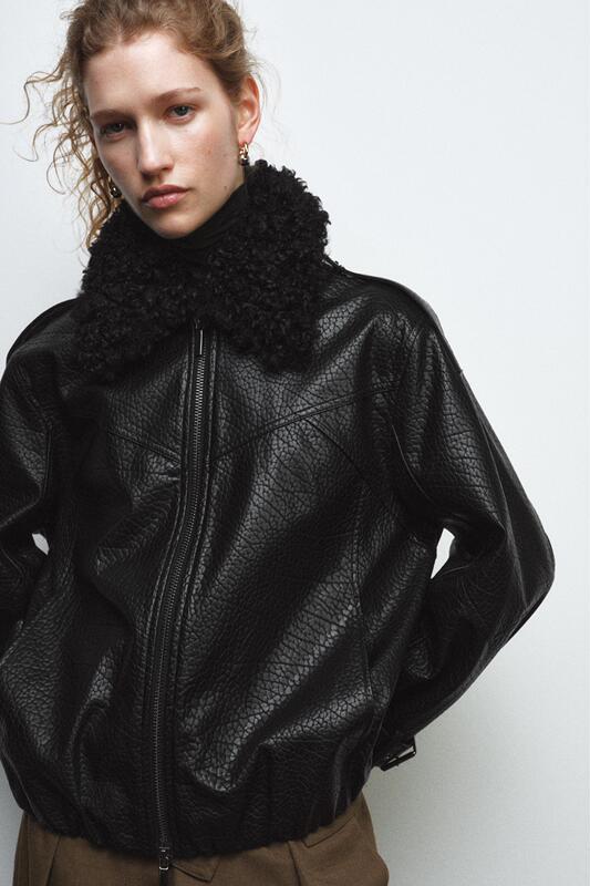 February S Special Zara Domestic Authentic Purchase 3548/042 Women's Leather Bomber Jacket 3548042 February S Special Zara Domestic Authentic Purchase 3548/042 Women's Leather Bomber Jacket 3548042