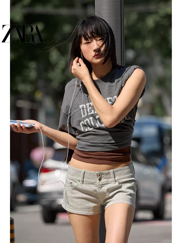 July Zara Domestic Genuine Product Purchasing Agent 6929008 Women's Striped Mini Shorts 6929008