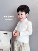 (100 hitch undershirt) Childrens autumn and winter plus suede warm black and white cover with high collar thread bottom blouse