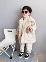 (teddy woolen sweater cotton clothing) Childrens autumn winter plus cotton warm fur collar closets casserin Korean version coat with great coat of wind