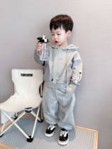 (Black Grey Lian Hat Sweatshirt) Childrens spring and autumn integrated suede warm flow Su with super-handsome blouses