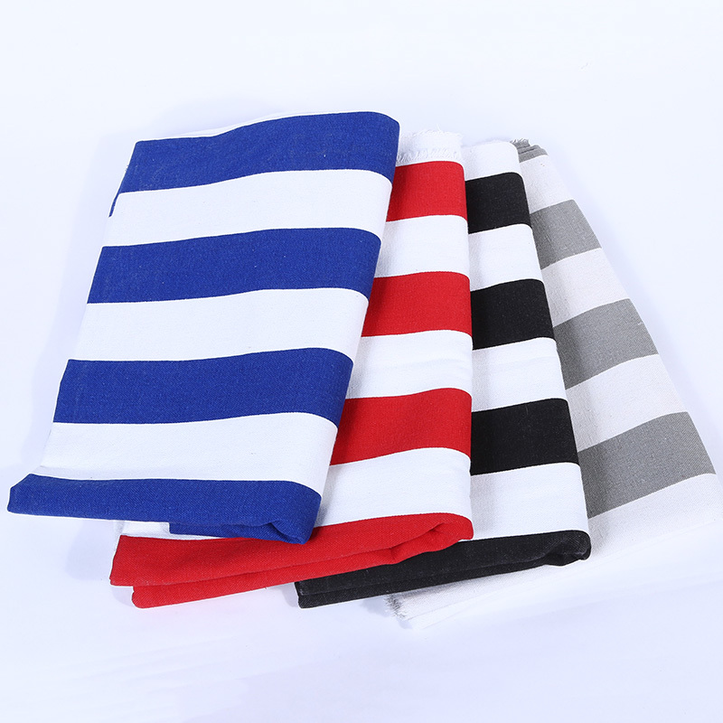 Printed Fabric Sailcloth Tablecloth Pillow Sofa Cushion Pillowcase Curtain Sofa Fabric Pure Cotton Coarse Striped Cotton Linen