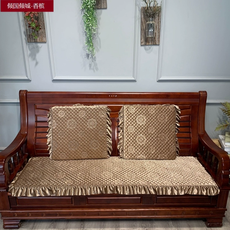 Dày nhung mùa đông sofa gỗ rắn đệm đơn giản nhung nhung ghế dài đệm thoải mái và ấm áp có thể tháo rời và có thể giặt - Ghế đệm / đệm Sofa