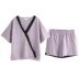 Tongyu 2020 đồ ngủ mới của phụ nữ mùa hè cotton tinh khiết ngắn tay áo pull cổ chữ V mặc nhà giản dị có thể mặc bên ngoài bộ đồ - Nam giới