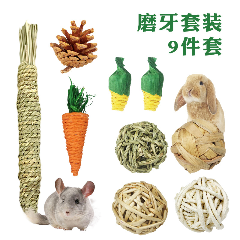 Pet toy tooth cleaning toy pet chew stick hamster molar combination set rabbit molar stick nine-piece set