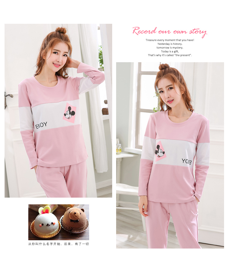 Bộ đồ ngủ mùa đông và mùa thu cho nữ cotton dài tay phiên bản Hàn Quốc của phim hoạt hình có thể mặc thể thao phục vụ nhà cỡ lớn đầm ngủ đẹp