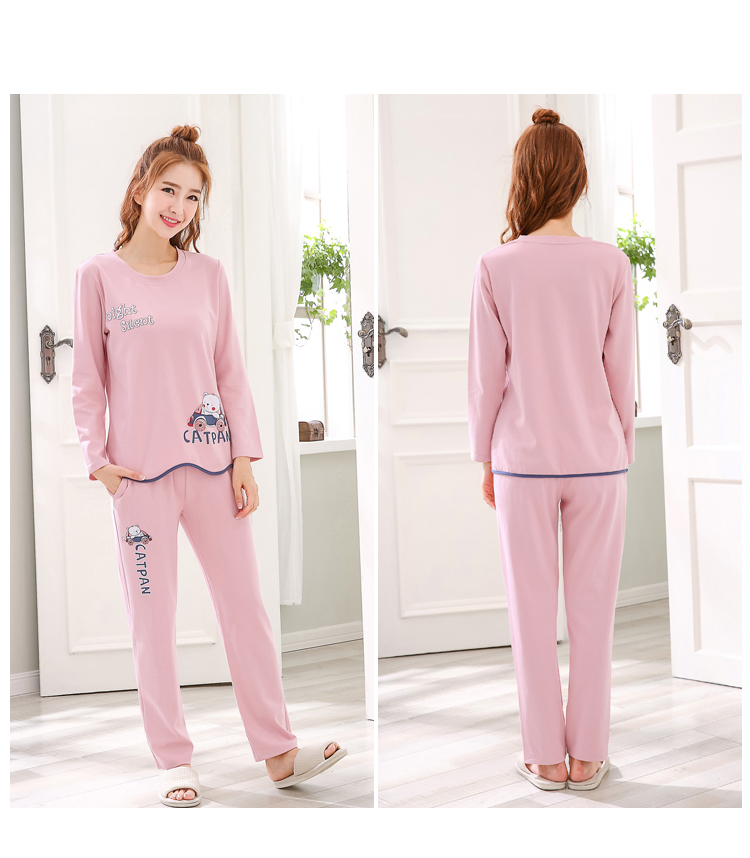 Bộ đồ ngủ mùa đông và mùa thu cho nữ cotton dài tay phiên bản Hàn Quốc của phim hoạt hình có thể mặc thể thao phục vụ nhà cỡ lớn đầm ngủ đẹp